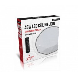 Asalite LED 48W 3-4-6.5K Plafoniera Tip Patrat cu Stele+Telecomanda Liza