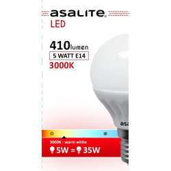 Asalite E14 5W G45 Bec LED Tip Glob mic 3000K 410 Lumen Becuri LED 390354 Asalite