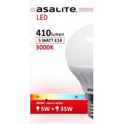 Asalite E14 5W G45 Bec LED Tip Glob mic 3000K 410 Lumen Becuri LED 390354 Asalite
