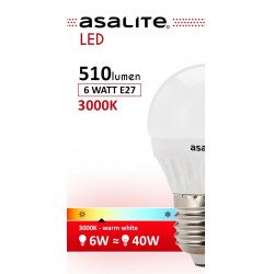 Asalite E27 6W G45 Tip Glob mic 3000K 510 Lumen Becuri LED 390354 Asalite