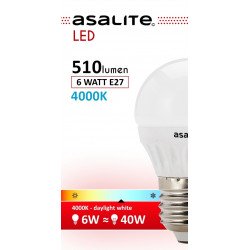 Asalite E27 6W G45 Tip Glob mic 4000K 510 Lumen Becuri LED 390354 Asalite