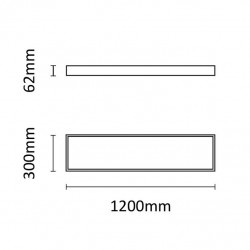 Asalite Cadru montat pe tavan (62 mm) pentru panou BACKLIT de 120x30 cm, ASAL0252