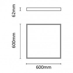 Asalite Cadru montat pe tavan (62 mm) pentru panou BACKLIT de 60x60 cm, ASAL0251