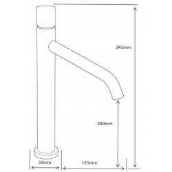 Mexen Rumba Baterie lavoar inalta , auriu- 73511-50