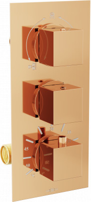 Mexen Cube termostatic   baterie  Cada cu trei cai si   dus   rose auriu - 77503-60