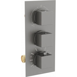 Mexen Cube termostatic   baterie  Cada cu trei cai si   dus  , grafit - 77503-66 Baterie Cada 467680 Mexen