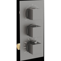 Mexen Cube termostatic   baterie  Cada cu trei cai si   dus  , grafit - 77503-66 Baterie Cada 467680 Mexen