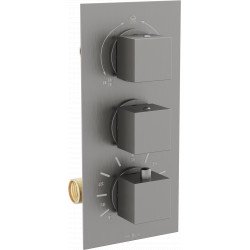 Mexen Cube termostatic   baterie  Cada cu trei cai si   dus  , grafit - 77503-66 Baterie Cada 467680 Mexen