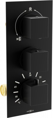 Mexen Cube termostatic   baterie  Cada cu trei cai si   dus  , negru - 77503-70
