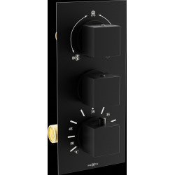 Mexen Cube termostatic   baterie  Cada cu trei cai si   dus  , negru - 77503-70 Baterie Cada 467680 Mexen