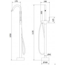 Mexen Gaja freestanding  baterie Cada  , chrom - 75333-00