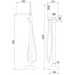 Mexen Algar freestanding  baterie Cada  , auriu - 75733-50