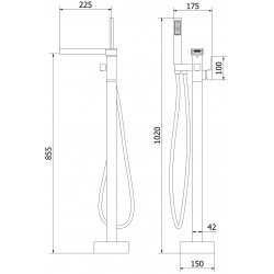 Mexen Algar freestanding  baterie Cada  , auriu - 75733-50
