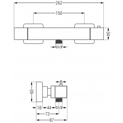 Mexen Cube  baterie  dus  termostatic, alb - 77200-20
