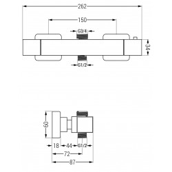 Mexen Cube  baterie  dus  termostatic, chrom - 77250-00