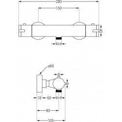 Mexen Kai  baterie  dus  termostatic,  rose auriu - 77100-60