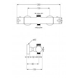 Mexen Kai  baterie  dus  termostatic, alb - 77150-20