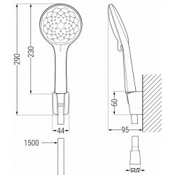 Mexen Sabre R74 baterie Cada cu set de  dus  ,  negru  - 7213R74-70