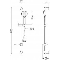 Mexen Kama DS75  set de  dus ,  negru  - 72504DS75-70