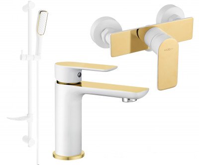 Mexen Alfa DF49  set de  dus , alb / auriu  - 745704DF49-25