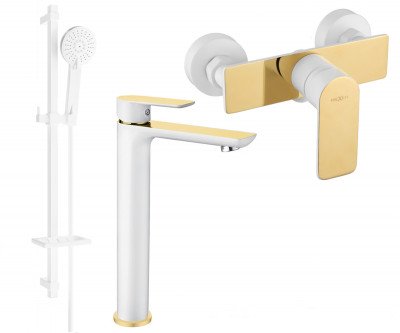 Mexen Alfa DQ40  set de  dus , alb / auriu  - 745714DQ40-25