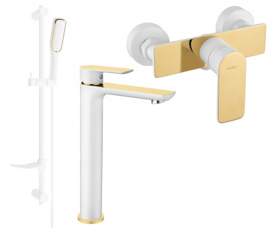 Mexen Alfa DF49  set de  dus , alb / auriu  - 745714DF49-25