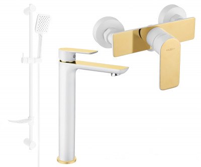 Mexen Alfa DF62  set de  dus , alb / auriu  - 745714DF62-25