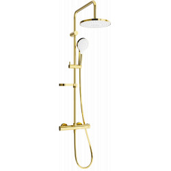 Mexen KX05  Set de  dus  montat pe perete cu cap de  dus  cu efect de ploaie si  baterie termostatica  ,  auriu/ alb - 771500591-50 Baterie de dus 467680 Mexen