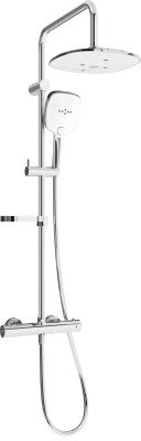 Mexen KX17  Set de  dus  montat pe perete cu cap de  dus  cu efect de ploaie si  baterie termostatica  ,  chrom/alb - 771501791-02
