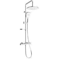 Mexen KX17  Set de  dus  montat pe perete cu cap de  dus  cu efect de ploaie si  baterie termostatica  ,  chrom/alb - 771501791-02 Baterie de dus 467680 Mexen