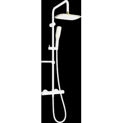 Mexen KX49  Set de  dus  montat pe perete cu cap de  dus  cu efect de ploaie si  baterie termostatica  ,  alb/ auriu - 771504091-25 Baterie de dus 467680 Mexen