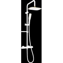 Mexen KX49  Set de  dus  montat pe perete cu cap de  dus  cu efect de ploaie si  baterie termostatica  ,  alb/ auriu - 771504091-25 Baterie de dus 467680 Mexen