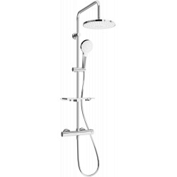 Mexen KT05  Set de  dus  montat pe perete cu cap de  dus  cu efect de ploaie si  baterie termostatica  ,  chrom/alb - 771500593-00 Baterie de dus 467680 Mexen