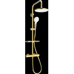 Mexen KT05  Set de  dus  montat pe perete cu cap de  dus  cu efect de ploaie si  baterie termostatica  ,  auriu/ alb - 771500593-50