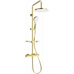 Mexen KT05  Set de  dus  montat pe perete cu cap de  dus  cu efect de ploaie si  baterie termostatica  ,  auriu/ alb - 771500593-50 Baterie de dus 467680 Mexen