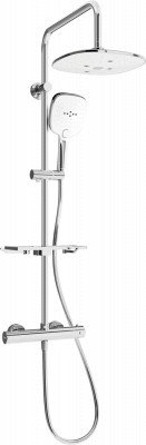 Mexen KT17  Set de  dus  montat pe perete cu cap de  dus  cu efect de ploaie si  baterie termostatica  ,  chrom/alb - 771501793-02