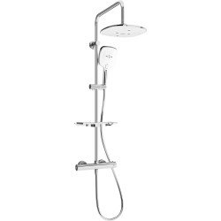 Mexen KT17  Set de  dus  montat pe perete cu cap de  dus  cu efect de ploaie si  baterie termostatica  ,  chrom/alb - 771501793-02 Baterie de dus 467680 Mexen