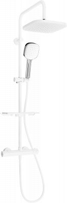 Mexen KT33  Set de  dus  montat pe perete cu cap de  dus  cu efect de ploaie si  baterie termostatica  ,  alb/chrom - 771503393-21