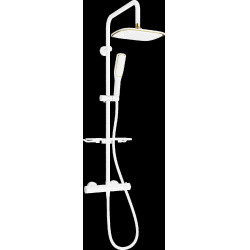 Mexen KT49  Set de  dus  montat pe perete cu cap de  dus  cu efect de ploaie si  baterie termostatica  ,  alb/ auriu - 771504993-25 Baterie de dus 467680 Mexen