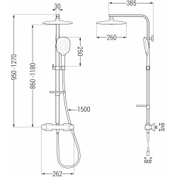 Mexen CQ22  Set de  dus  montat pe perete cu cap de  dus  cu efect de ploaie si  baterie termostatica  , chrom - 772502295-00