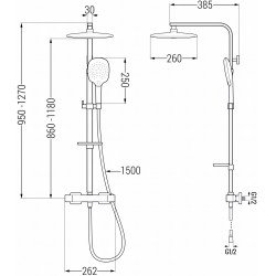 Mexen CQ22  Set de  dus  montat pe perete cu cap de  dus  cu efect de ploaie si  baterie termostatica  , chrom - 772502295-00