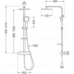 Mexen CQ33  Set de  dus  montat pe perete cu cap de  dus  cu efect de ploaie si  baterie termostatica  ,  alb/chrom - 772503395-21