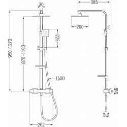 Mexen CQ45  Set de  dus  montat pe perete cu cap de  dus  cu efect de ploaie si  baterie termostatica  , chrom - 772504595-00