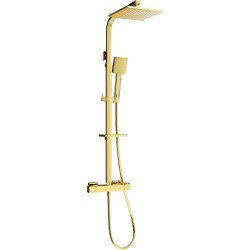 Mexen CQ45  Set de  dus  montat pe perete cu cap de  dus  cu efect de ploaie si  baterie termostatica  ,  auriu - 772504595-50 Baterie de dus 467680 Mexen