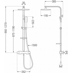 Mexen CQ49  Set de  dus  montat pe perete cu cap de  dus  cu efect de ploaie si  baterie termostatica  ,  alb/ auriu - 772504995-25