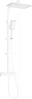 Mexen CQ54  Set de  dus  montat pe perete cu cap de  dus  cu efect de ploaie si  baterie termostatica  ,  alb/chrom - 772505495-21