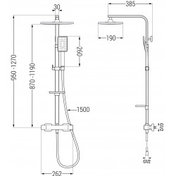 Mexen CQ54  Set de  dus  montat pe perete cu cap de  dus  cu efect de ploaie si  baterie termostatica  ,  alb/chrom - 772505495-21