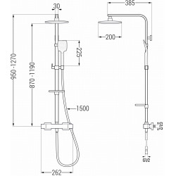 Mexen CQ62  Set de  dus  montat pe perete cu cap de  dus  cu efect de ploaie si  baterie termostatica  , grafit - 772506295-66