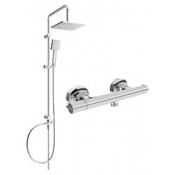 Mexen Tord Set de  dus  montat pe perete cu cap de  dus  cu efect de ploaie si  baterie termostatica  de  dus  Slim, chrom - 77105200-00 Baterie de dus 467680 Mexen