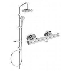 Mexen Carl Set de  dus  montat pe perete cu cap de  dus  cu efect de ploaie si  baterie termostatica  de  dus  Slim, chrom - 77105240-00 Baterie de dus 467680 Mexen